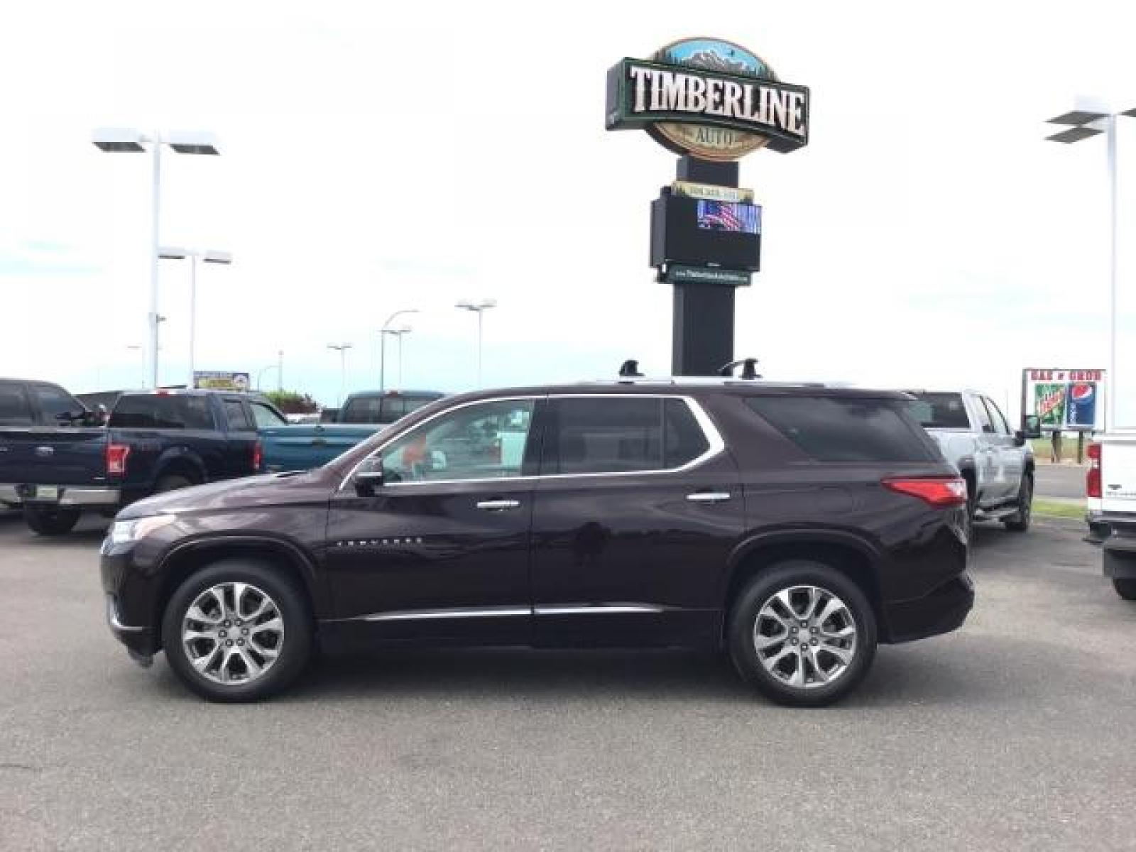 2020 Black Cherry Metallic /Jet Black/Dark Galvanized, leather Chevrolet Traverse Premier AWD (1GNEVKKW6LJ) with an 3.6L V6 DOHC 24V engine, 9-Speed Automatic transmission, located at 1235 N Woodruff Ave., Idaho Falls, 83401, (208) 523-1053, 43.507172, -112.000488 - Leather, 3rd row seating, rear entertainment, heated and cooled seats. At Timberline Auto it is always easy to find a great deal on your next vehicle! Our experienced sales staff can help find the right vehicle that will fit your needs. Our knowledgeable finance department has options for almost an - Photo #2