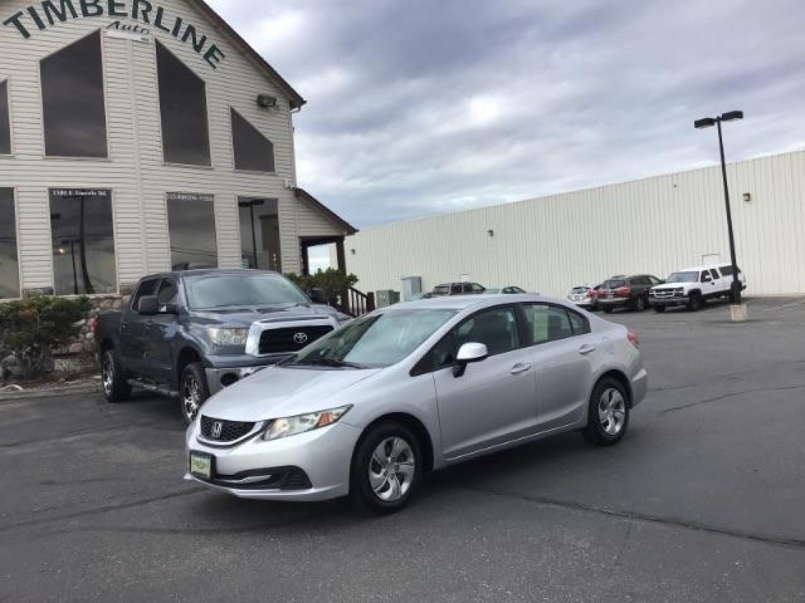 2013 Urban Titanium Metallic /Stone Cloth Interior Honda Civic LX Sedan 5-Speed AT (19XFB2F52DE) with an 1.8L L4 SOHC 16V engine, 5-Speed Automatic transmission, located at 1235 N Woodruff Ave., Idaho Falls, 83401, (208) 523-1053, 43.507172, -112.000488 - At Timberline Auto it is always easy to find a great deal on your next vehicle! Our experienced sales staff can help find the right vehicle will fit your needs. Our knowledgeable finance department has options for almost any credit score. We offer many warranty contract options to protect you new pr - Photo #0