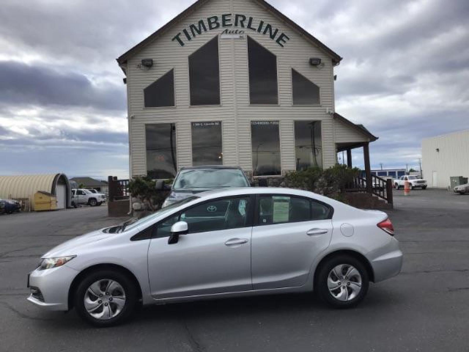 2013 Urban Titanium Metallic /Stone Cloth Interior Honda Civic LX Sedan 5-Speed AT (19XFB2F52DE) with an 1.8L L4 SOHC 16V engine, 5-Speed Automatic transmission, located at 1235 N Woodruff Ave., Idaho Falls, 83401, (208) 523-1053, 43.507172, -112.000488 - At Timberline Auto it is always easy to find a great deal on your next vehicle! Our experienced sales staff can help find the right vehicle will fit your needs. Our knowledgeable finance department has options for almost any credit score. We offer many warranty contract options to protect you new pr - Photo #1