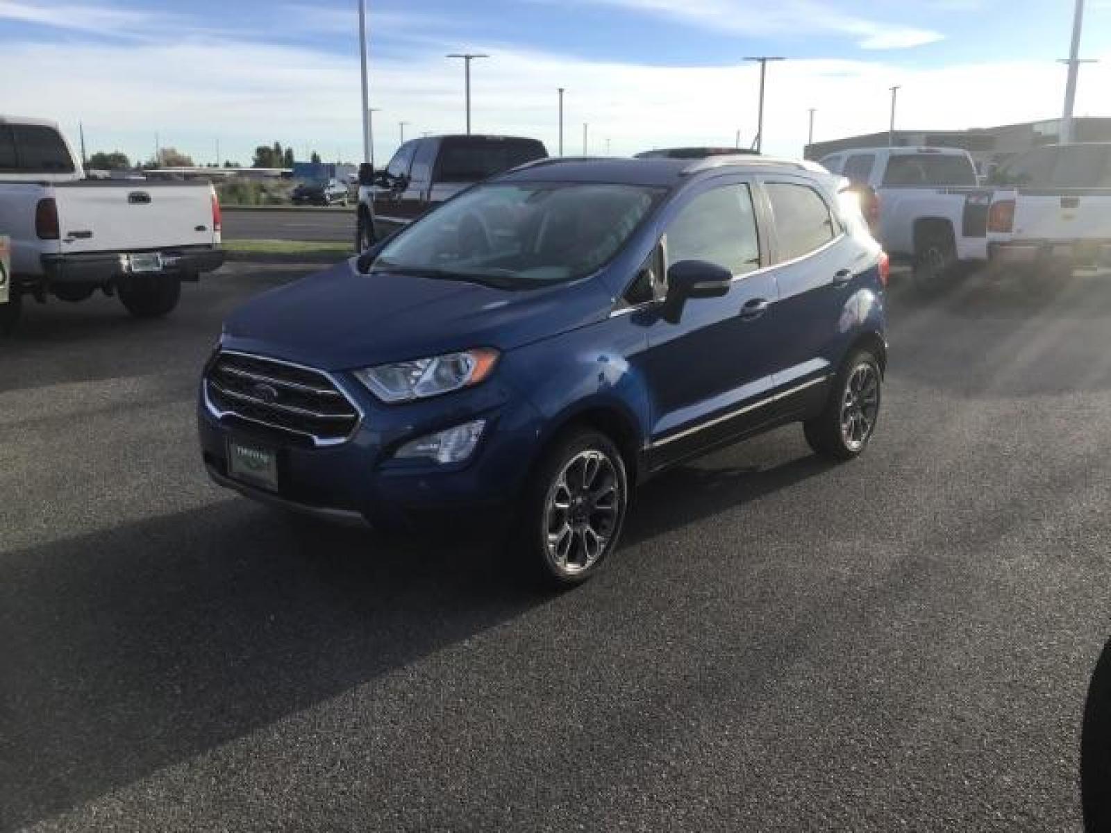 2020 Blue Candy Metallic Tinted Clearcoat /Medium Light Stone, leather Ford EcoSport Titanium AWD (MAJ6S3KL8LC) with an 2.0L L4 DOHC 16V engine, 6-Speed Automatic transmission, located at 1235 N Woodruff Ave., Idaho Falls, 83401, (208) 523-1053, 43.507172, -112.000488 - This 2020 Ford EcoSport Titanium , has the 3.7L motor . It is AWD. It only has 29,932 miles. It has a heated steering wheel, push button start, back up camera, leather interior, heated seats, and sunroof. At Timberline Auto it is always easy to find a great deal on your next vehicle! Our experience - Photo #0