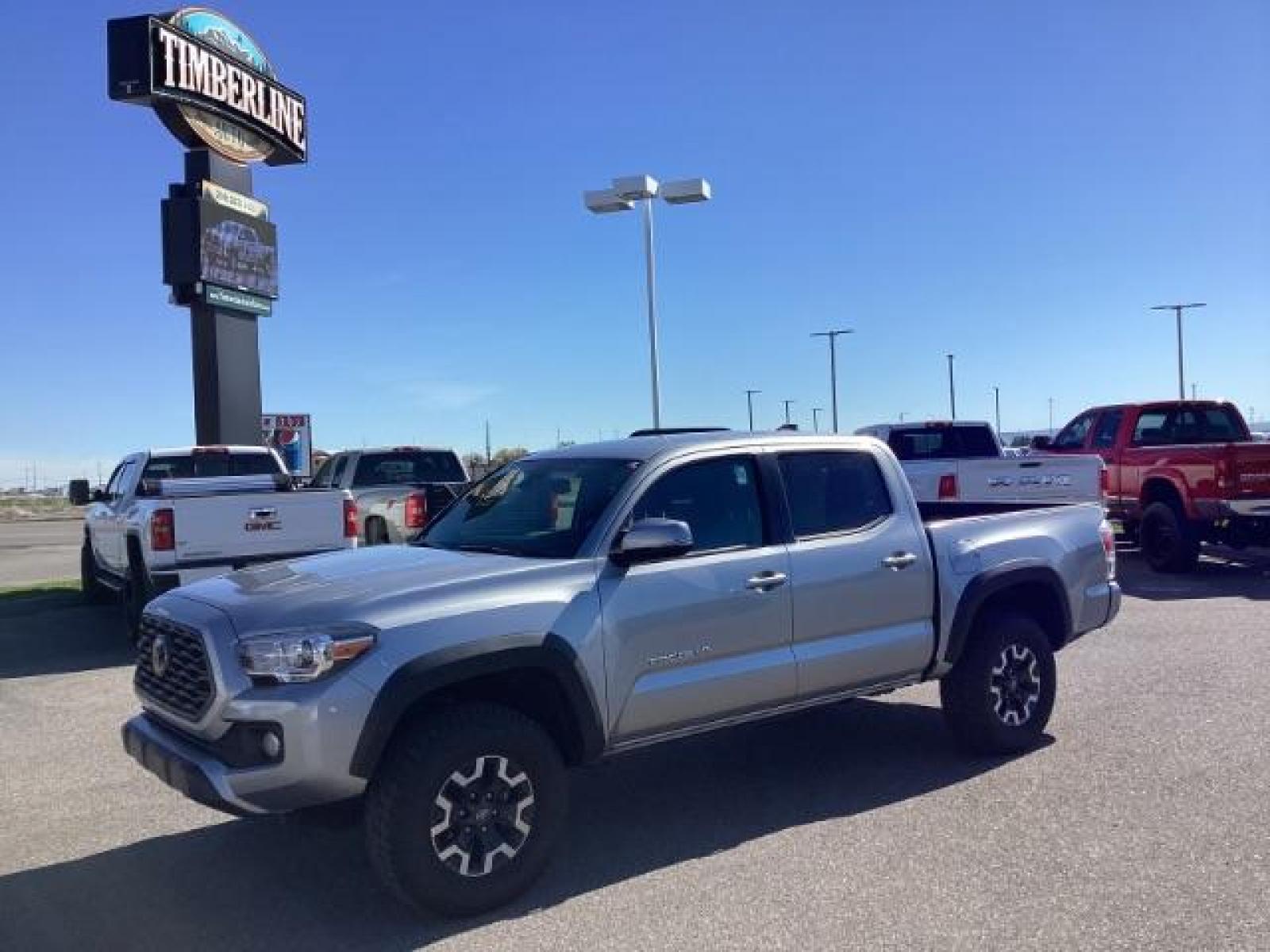 2021 Silver Sky Metallic /Cement Gray, cloth Toyota Tacoma SR5 Double Cab Long Bed V6 6AT 4WD (5TFCZ5ANXMX) with an 3.5L V6 DOHC 24V engine, 6-Speed Automatic transmission, located at 1235 N Woodruff Ave., Idaho Falls, 83401, (208) 523-1053, 43.507172, -112.000488 - Photo #0