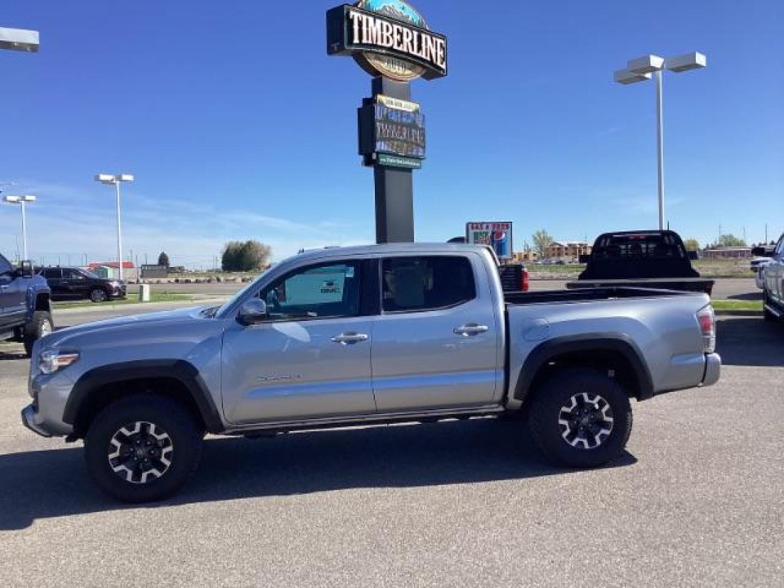 2021 Silver Sky Metallic /Cement Gray, cloth Toyota Tacoma SR5 Double Cab Long Bed V6 6AT 4WD (5TFCZ5ANXMX) with an 3.5L V6 DOHC 24V engine, 6-Speed Automatic transmission, located at 1235 N Woodruff Ave., Idaho Falls, 83401, (208) 523-1053, 43.507172, -112.000488 - Photo #1