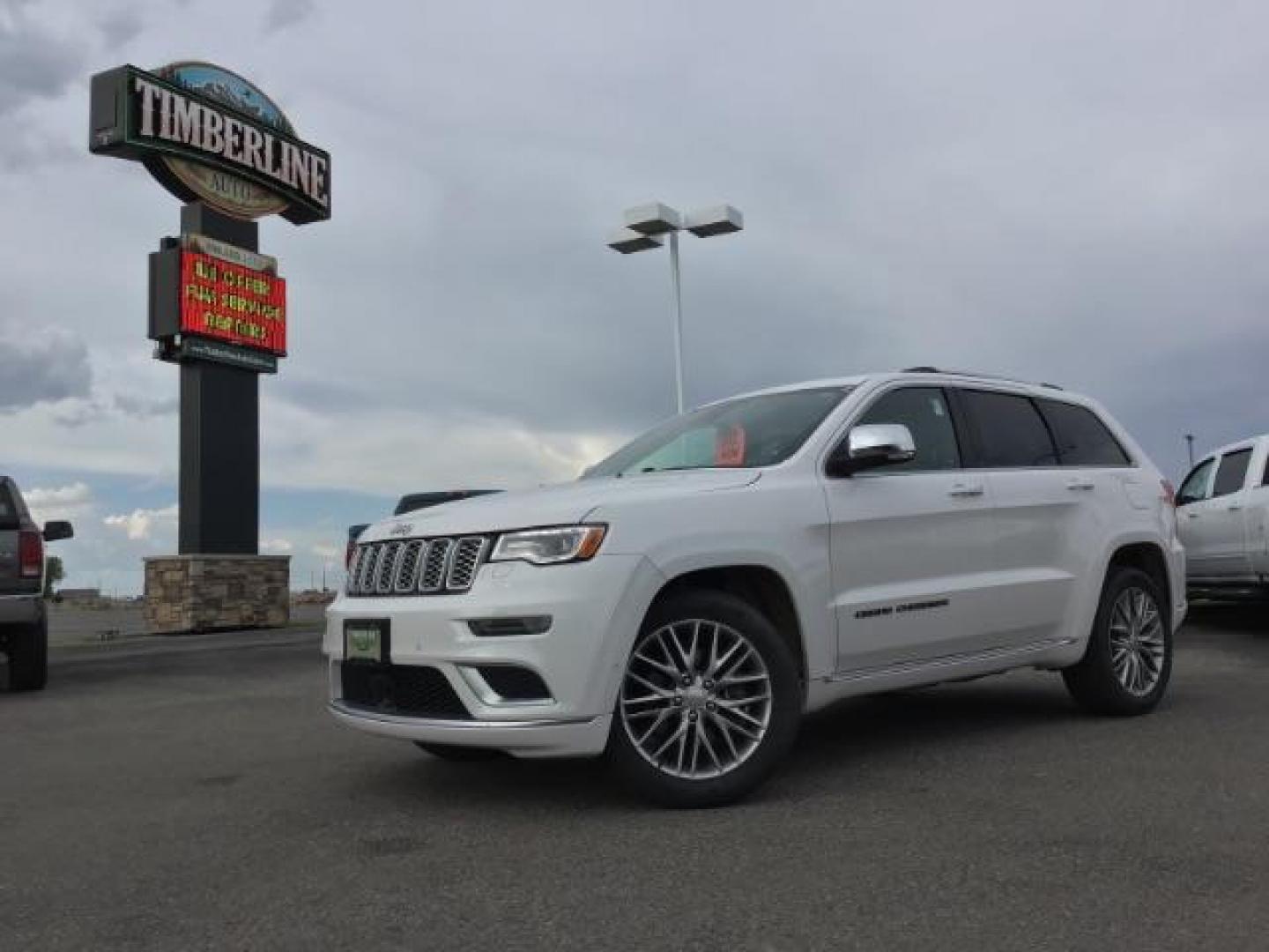 2018 Bright White Clear Coat /Black, leather Jeep Grand Cherokee Summit 4WD (1C4RJFJTXJC) with an 5.7L V8 OHV 16V engine, 8-Speed Automatic transmission, located at 1235 N Woodruff Ave., Idaho Falls, 83401, (208) 523-1053, 43.507172, -112.000488 - Equipped with the 5.7 V8 Hemi, adjustable ride height, factory 20 inch premium wheels, paint matched bumpers, SUMMIT premium leather interior, comfort and safety options, terrain select, and a double sunroof! At timberline Auto it is always easy to find a great deal on your next vehicle! Our exper - Photo#0