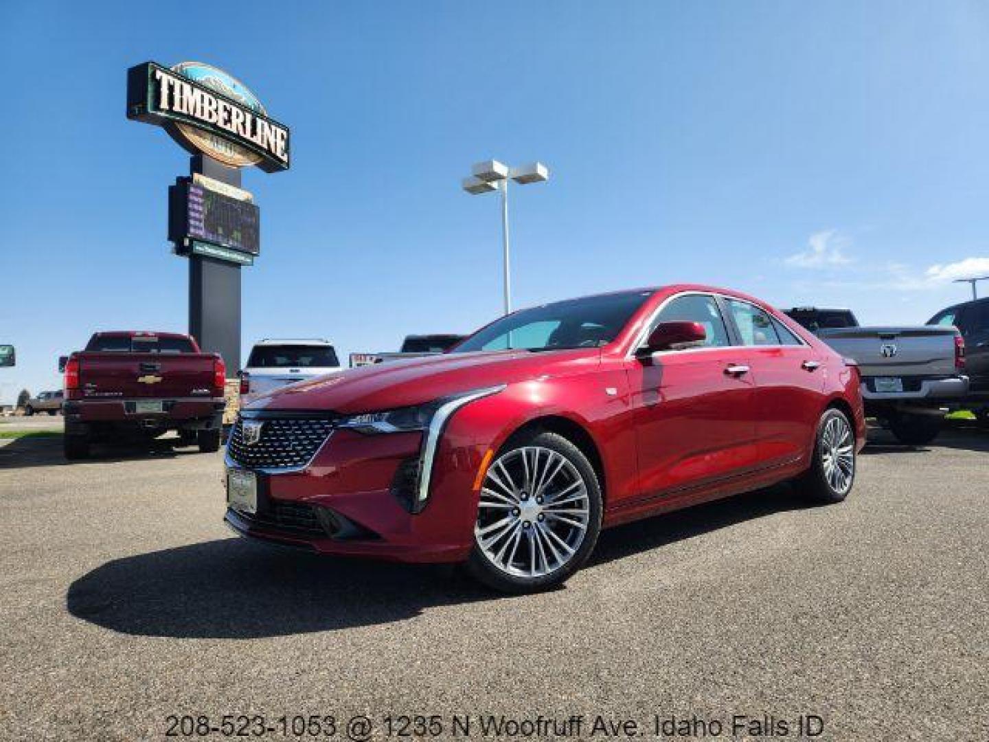 2022 Infrared Tintcoat /Cinnamon w/Jet Black Accents Cadillac CT4 Premium Luxury (1G6DF5RL7N0) with an 2.7L L4 DOHC 16V TURBO engine, 8-Speed Automatic transmission, located at 1235 N Woodruff Ave., Idaho Falls, 83401, (208) 523-1053, 43.507172, -112.000488 - Wow, just wow!! This is one really nice car! It will check all the boxes- fuel efficient, powerful, AWD, comfortable, luxurious, great looking, roomy, fun to drive, the list goes on and on! It has all the driver safety options, heads up display, adjustable driving specs, navigation, Apple car play, - Photo#0