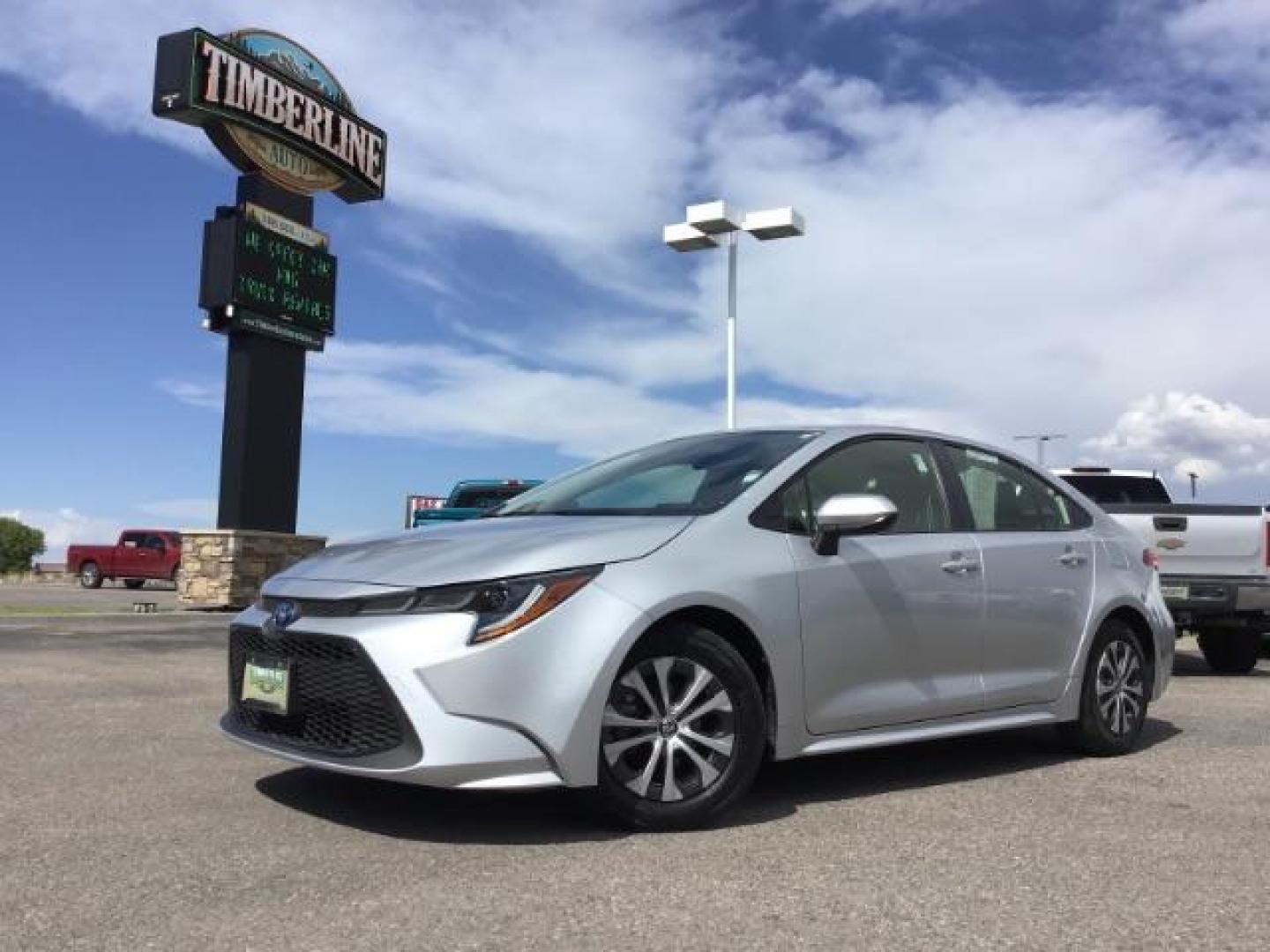 2022 SILVER /Gray, cloth Toyota Corolla LE Hybrid (JTDEAMDE3N3) with an 1.8L L4 DOHC 16V HYBRID engine, Automatic transmission, located at 1235 N Woodruff Ave., Idaho Falls, 83401, (208) 523-1053, 43.507172, -112.000488 - It is the HYBRID model with over 60 MPG!! The car comes with full sized rubber floor mats, a large touch screen display, blind spot monitor, newer tires with 90% tread, steering wheel mounted controls, push to start, back up camera, lane departure, collision avoidance, and so much more! At timberli - Photo#0