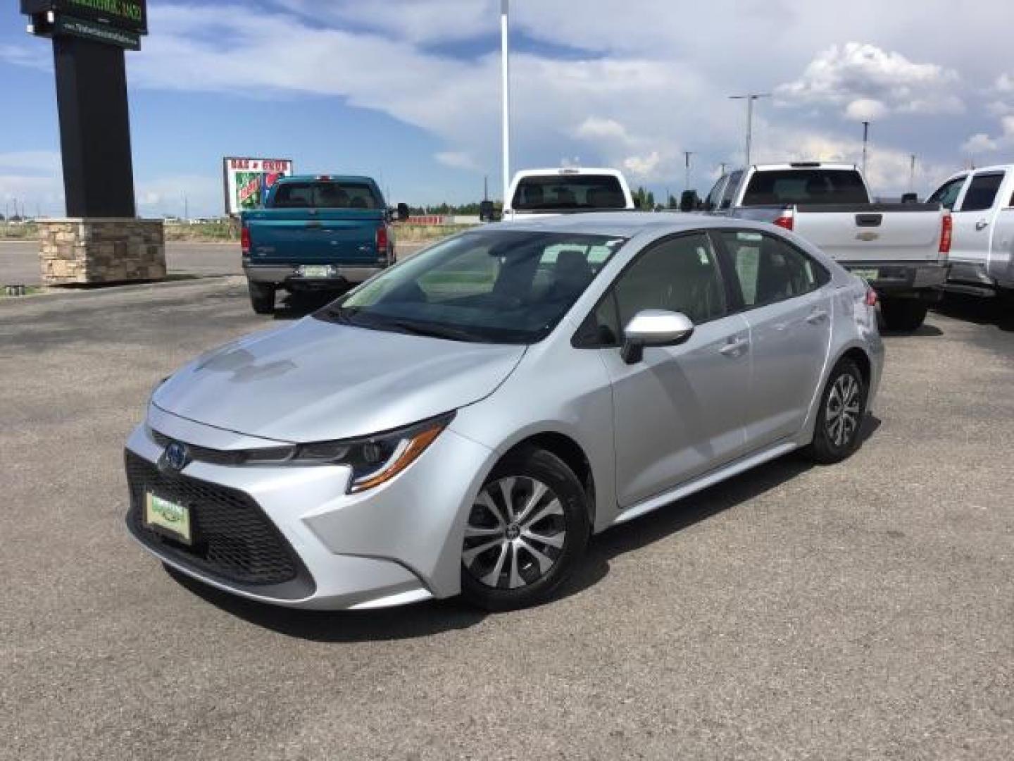 2022 SILVER /Gray, cloth Toyota Corolla LE Hybrid (JTDEAMDE3N3) with an 1.8L L4 DOHC 16V HYBRID engine, Automatic transmission, located at 1235 N Woodruff Ave., Idaho Falls, 83401, (208) 523-1053, 43.507172, -112.000488 - It is the HYBRID model with over 60 MPG!! The car comes with full sized rubber floor mats, a large touch screen display, blind spot monitor, newer tires with 90% tread, steering wheel mounted controls, push to start, back up camera, lane departure, collision avoidance, and so much more! At timberli - Photo#1