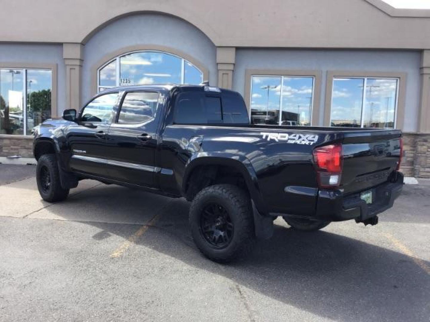 2018 Midnight Black Metallic /LEATHER Toyota Tacoma SR5 Double Cab Super Long Bed V6 6AT 4WD (5TFDZ5BN9JX) with an 3.5L V6 DOHC 24V engine, 6-Speed Automatic transmission, located at 1235 N Woodruff Ave., Idaho Falls, 83401, (208) 523-1053, 43.507172, -112.000488 - Crew cab, long box, 4X4, leather interior, heated seats, power sliding rear window, factory bed liner, TRD Sport package, full size spare tire, complete front clear bra. Hard to find! - Photo#2