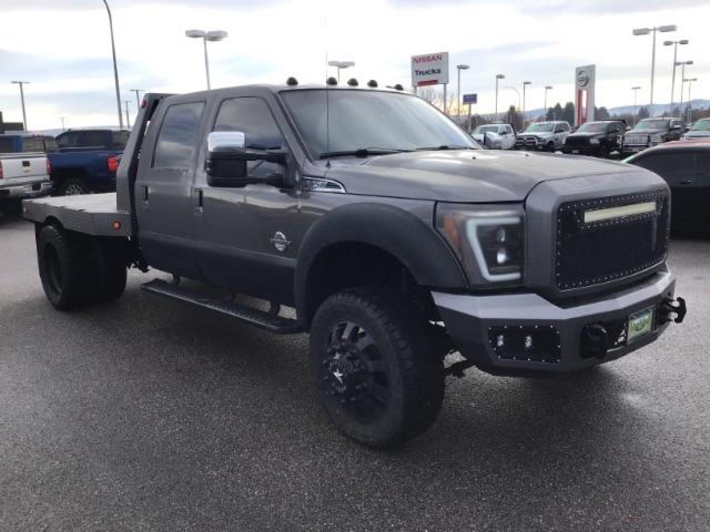 2013 GRAY /Black Leather Interior Ford F-450 SD Lariat Crew Cab DRW 4WD (1FT8W4DT1DE) with an 6.7L V8 OHV 16V DIESEL engine, 6-Speed Automatic transmission, located at 1235 N Woodruff Ave., Idaho Falls, 83401, (208) 523-1053, 43.507172, -112.000488 - This 2013 Ford F450, has the 6.7L diesel motor. It has 223,337 miles. It has a flatbed, with turn over ball. The interior has leather seats, back up camera, heated seats, and power sunroof. At Timberline Auto it is always easy to find a great deal on your next vehicle! Our experienced sales staff ca - Photo#5