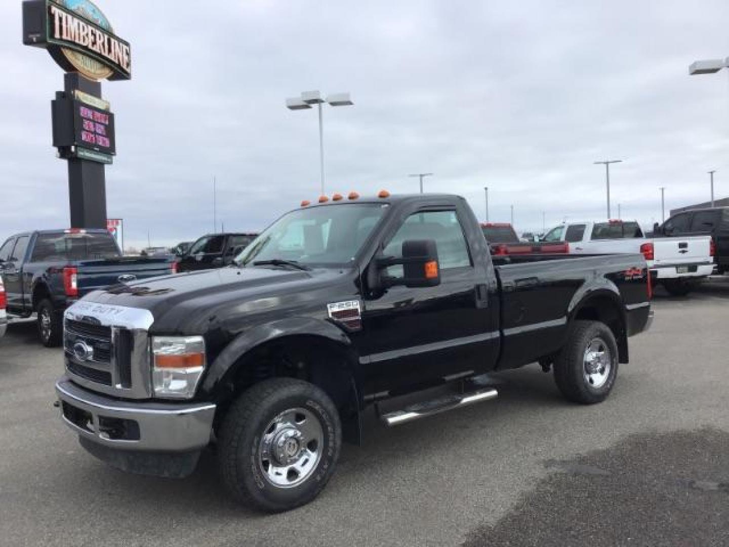 2008 Black /Medium Stone Cloth Interior Ford F-250 SD XLT 4WD (1FTSF21RX8E) with an 6.4L V8 OHV 32V TURBO DIESEL engine, 5-Speed Automatic transmission, located at 1235 N Woodruff Ave., Idaho Falls, 83401, (208) 523-1053, 43.507172, -112.000488 - This 2008 Ford F250 single cab XLT, has the 6.4L diesel motor. It has 116,000 miles. Comes with cloth interior, cruise control, power windows and locks, and it does come with a turn over ball. At Timberline Auto it is always easy to find a great deal on your next vehicle! Our experienced sales staff - Photo#0