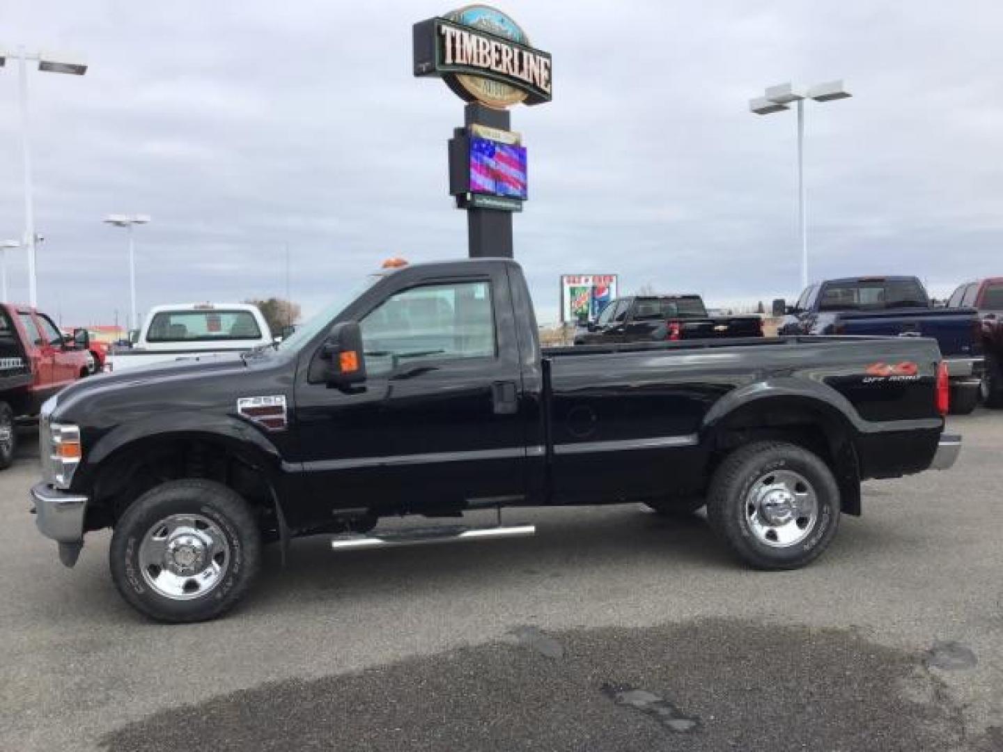 2008 Black /Medium Stone Cloth Interior Ford F-250 SD XLT 4WD (1FTSF21RX8E) with an 6.4L V8 OHV 32V TURBO DIESEL engine, 5-Speed Automatic transmission, located at 1235 N Woodruff Ave., Idaho Falls, 83401, (208) 523-1053, 43.507172, -112.000488 - This 2008 Ford F250 single cab XLT, has the 6.4L diesel motor. It has 116,000 miles. Comes with cloth interior, cruise control, power windows and locks, and it does come with a turn over ball. At Timberline Auto it is always easy to find a great deal on your next vehicle! Our experienced sales staff - Photo#1