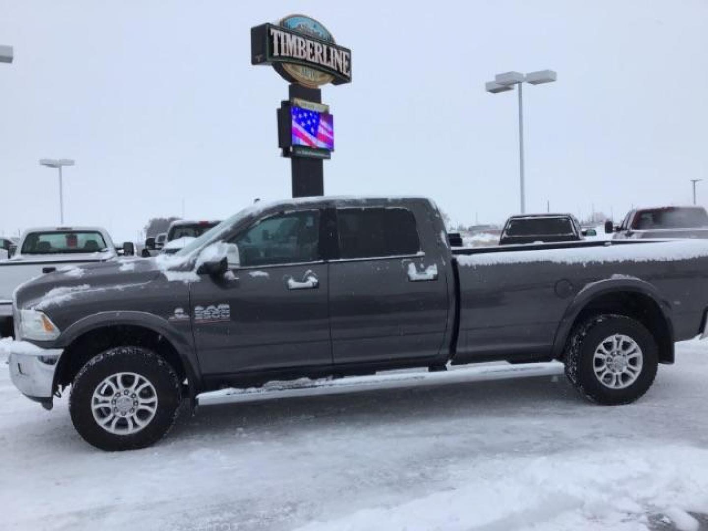 2016 Granite Crystal Metallic Clear Coat /Black, leather RAM 3500 Laramie Crew Cab LWB 4WD (3C63R3JL3GG) with an 6.7L L6 OHV 24V TURBO DIESEL engine, 6-Speed Automatic transmission, located at 1235 N Woodruff Ave., Idaho Falls, 83401, (208) 523-1053, 43.507172, -112.000488 - This 2016 Ram 3500 Laramie 4x4, has the 6.7L diesel motor. It has 163,000 miles. Comes with leather interior, keyless remote, back up camera, heated and cooled seats, and blue tooth audio. At Timberline Auto it is always easy to find a great deal on your next vehicle! Our experienced sales staff can - Photo#1