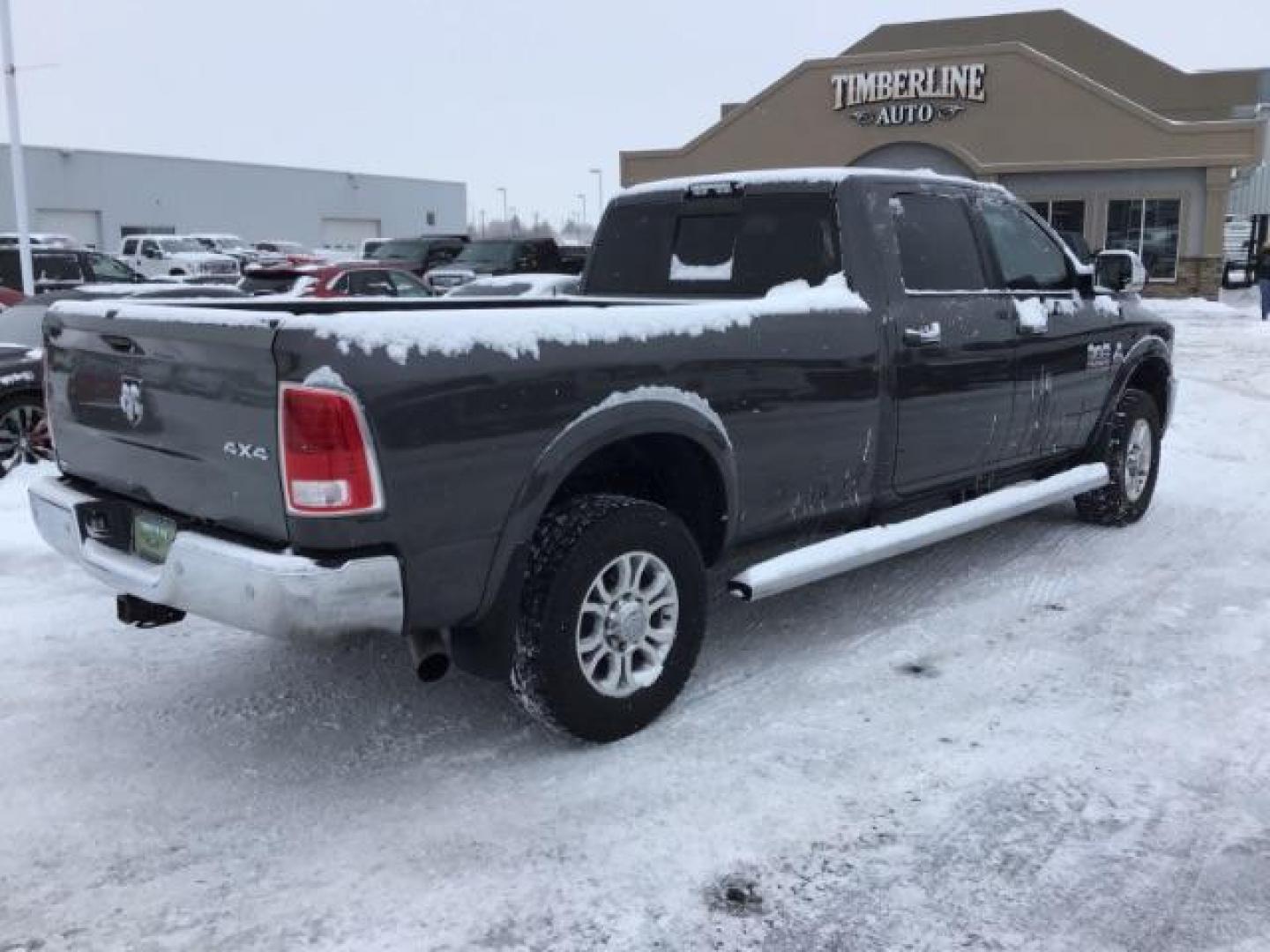 2016 Granite Crystal Metallic Clear Coat /Black, leather RAM 3500 Laramie Crew Cab LWB 4WD (3C63R3JL3GG) with an 6.7L L6 OHV 24V TURBO DIESEL engine, 6-Speed Automatic transmission, located at 1235 N Woodruff Ave., Idaho Falls, 83401, (208) 523-1053, 43.507172, -112.000488 - This 2016 Ram 3500 Laramie 4x4, has the 6.7L diesel motor. It has 163,000 miles. Comes with leather interior, keyless remote, back up camera, heated and cooled seats, and blue tooth audio. At Timberline Auto it is always easy to find a great deal on your next vehicle! Our experienced sales staff can - Photo#2