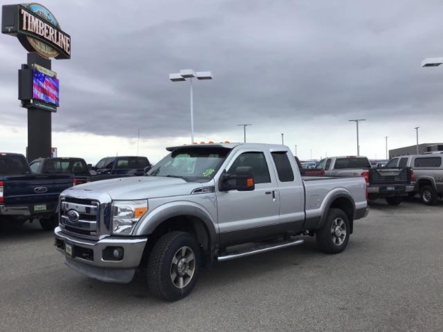 2012 Ingot Silver Metallic/Sterling Grey Metallic /Black Leather Interior Ford F-250 SD Lariat SuperCab 4WD (1FT7X2B63CE) with an 6.2L V8 OHV 16V engine, 6-Speed Automatic transmission, located at 1235 N Woodruff Ave., Idaho Falls, 83401, (208) 523-1053, 43.507172, -112.000488 - This 2012 Ford F250 Lariat 4x4, has the 6.2L motor. It has 133,000 miles. Comes with leather interior, power seats, heated seats, cruise control, power windows and locks. At Timberline Auto it is always easy to find a great deal on your next vehicle! Our experienced sales staff can help find the rig - Photo#0