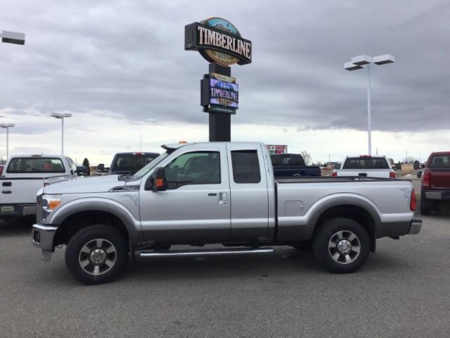 2012 Ingot Silver Metallic/Sterling Grey Metallic /Black Leather Interior Ford F-250 SD Lariat SuperCab 4WD (1FT7X2B63CE) with an 6.2L V8 OHV 16V engine, 6-Speed Automatic transmission, located at 1235 N Woodruff Ave., Idaho Falls, 83401, (208) 523-1053, 43.507172, -112.000488 - This 2012 Ford F250 Lariat 4x4, has the 6.2L motor. It has 133,000 miles. Comes with leather interior, power seats, heated seats, cruise control, power windows and locks. At Timberline Auto it is always easy to find a great deal on your next vehicle! Our experienced sales staff can help find the rig - Photo#1