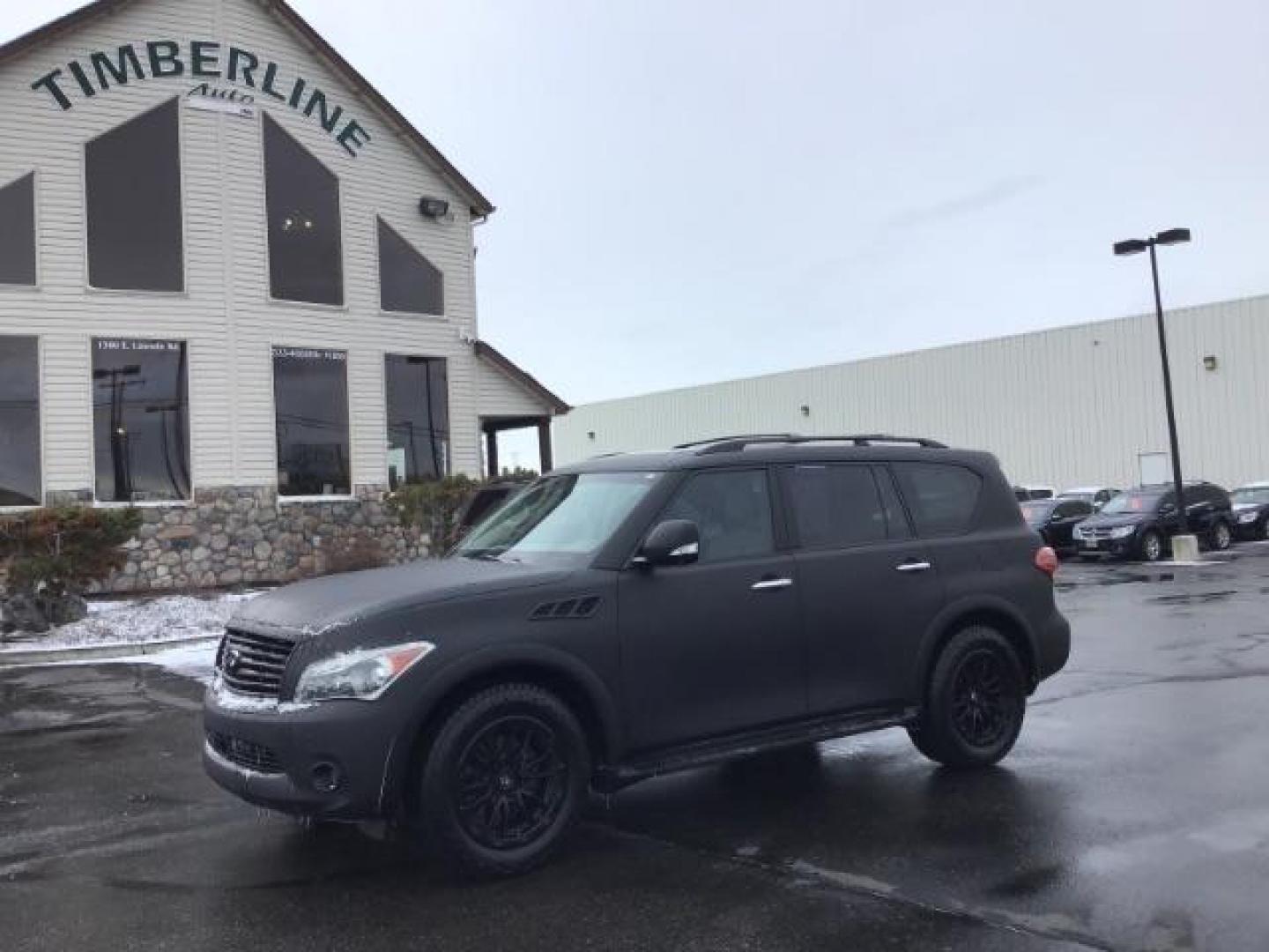 2011 Black Obsidian /Wheat Leather Interior Infiniti QX56 LEATHER (JN8AZ2NF7B9) with an 5.6L V8 DOHC 32V engine, 5-Speed Automatic transmission, located at 1235 N Woodruff Ave., Idaho Falls, 83401, (208) 523-1053, 43.507172, -112.000488 - This 2011 Infiniti QX56, has 122,000 miles. Comes with leather interior, heated front and rear seats, back up camera, navigation, sunroof, cruise control, and power seats. At Timberline Auto it is always easy to find a great deal on your next vehicle! Our experienced sales staff can help find the ri - Photo#0