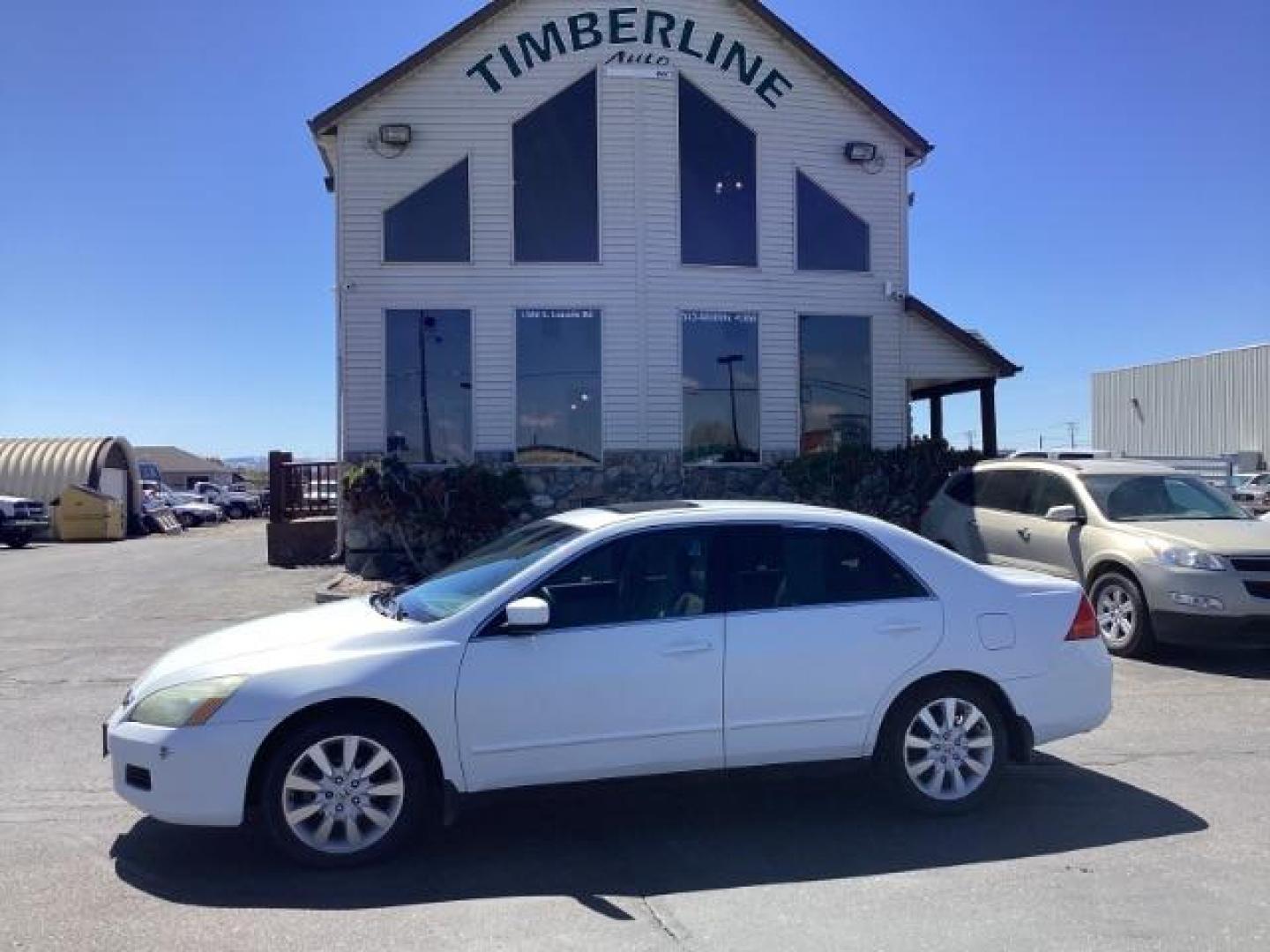 2007 Taffeta White /Gray Cloth Interior Honda Accord LX V-6 Sedan AT (1HGCM66357A) with an 3.0L V6 SOHC 24V engine, 5-Speed Automatic transmission, located at 1235 N Woodruff Ave., Idaho Falls, 83401, (208) 523-1053, 43.507172, -112.000488 - The 2007 Honda Accord LX V6 is a midsize sedan known for its reliability, comfort, and performance. Here are some of the key features you might find on the 2007 Honda Accord LX V6 trim: 3.0-liter V6 Engine: The Accord LX V6 is powered by a 3.0-liter V6 engine, providing smooth acceleration and ampl - Photo#1