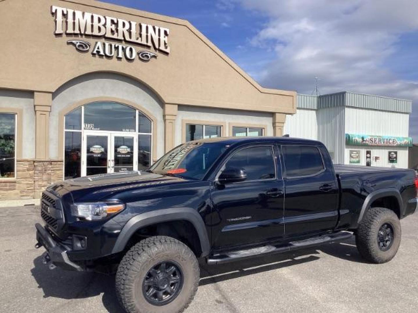 2019 Midnight Black Metallic /Cement Gray, cloth Toyota Tacoma SR5 Double Cab Super Long Bed V6 6AT 4WD (3TMDZ5BN7KM) with an 3.5L V6 DOHC 24V engine, 6-Speed Automatic transmission, located at 1235 N Woodruff Ave., Idaho Falls, 83401, (208) 523-1053, 43.507172, -112.000488 - Photo#1