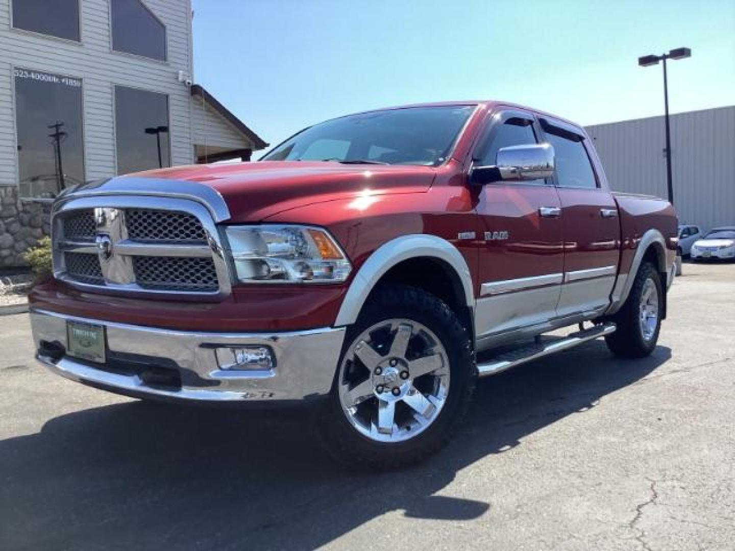 2010 RED /Dark Slate Leather Interior RAM 1500 Laramie Crew Cab 4WD (1D7RV1CT9AS) with an 5.7L V8 OHV 16V engine, 5-Speed Automatic transmission, located at 1235 N Woodruff Ave., Idaho Falls, 83401, (208) 523-1053, 43.507172, -112.000488 - Photo#1