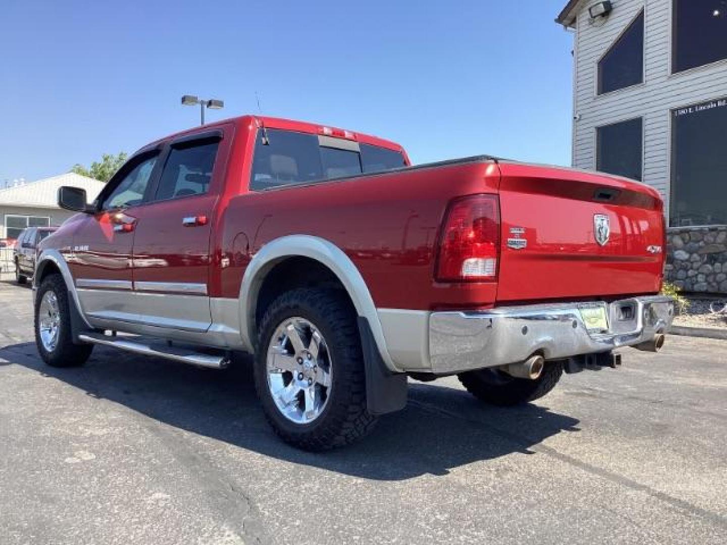 2010 RED /Dark Slate Leather Interior RAM 1500 Laramie Crew Cab 4WD (1D7RV1CT9AS) with an 5.7L V8 OHV 16V engine, 5-Speed Automatic transmission, located at 1235 N Woodruff Ave., Idaho Falls, 83401, (208) 523-1053, 43.507172, -112.000488 - Photo#3