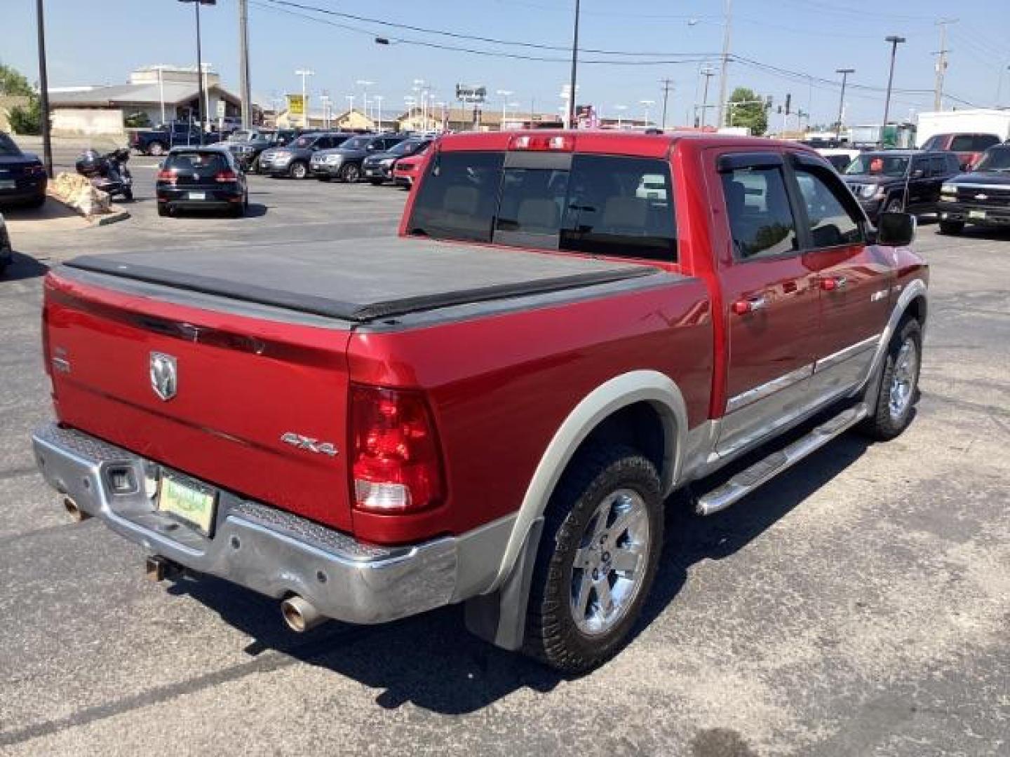 2010 RED /Dark Slate Leather Interior RAM 1500 Laramie Crew Cab 4WD (1D7RV1CT9AS) with an 5.7L V8 OHV 16V engine, 5-Speed Automatic transmission, located at 1235 N Woodruff Ave., Idaho Falls, 83401, (208) 523-1053, 43.507172, -112.000488 - Photo#5