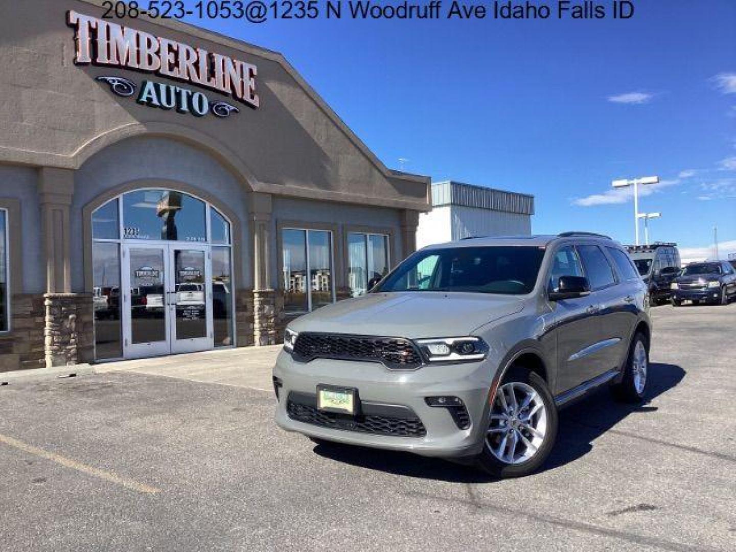 2023 Destroyer Grey Clear Coat /Black Dodge Durango GT Plus AWD (1C4RDJDG9PC) with an 3.6L V6 DOHC 24V engine, 8-Speed Automatic transmission, located at 1235 N Woodruff Ave., Idaho Falls, 83401, (208) 523-1053, 43.507172, -112.000488 - Photo#0