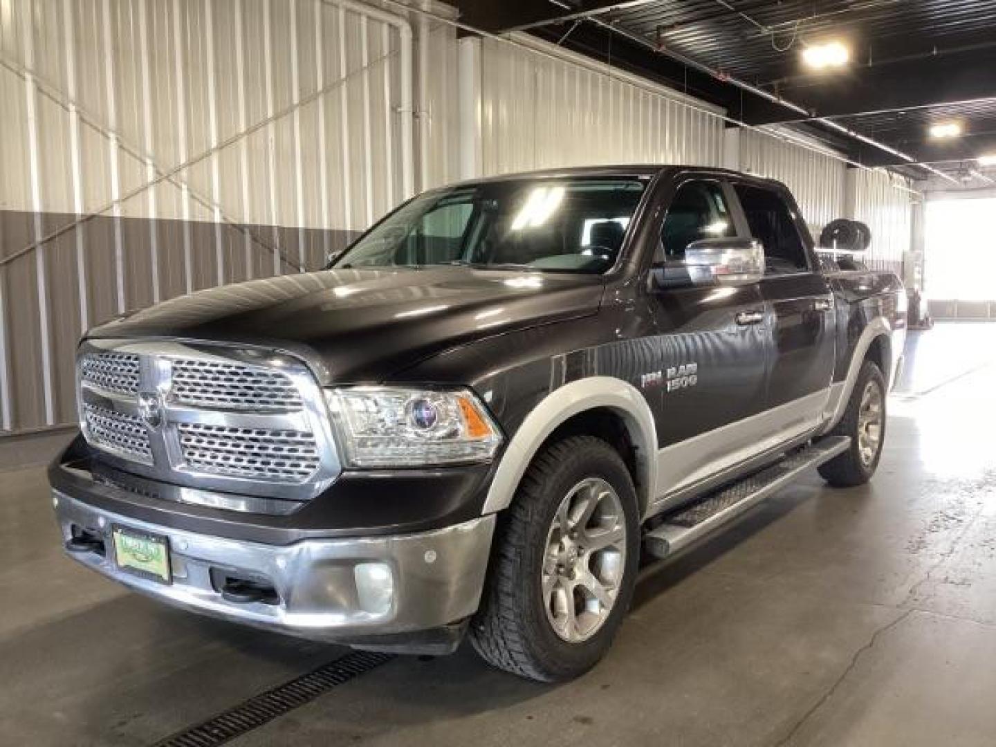 2018 GRAY /Black, leather RAM 1500 Laramie Crew Cab SWB 4WD (1C6RR7NT7JS) with an 5.7L V8 OHV 16V engine, 8-Speed Automatic transmission, located at 1235 N Woodruff Ave., Idaho Falls, 83401, (208) 523-1053, 43.507172, -112.000488 - Photo#0