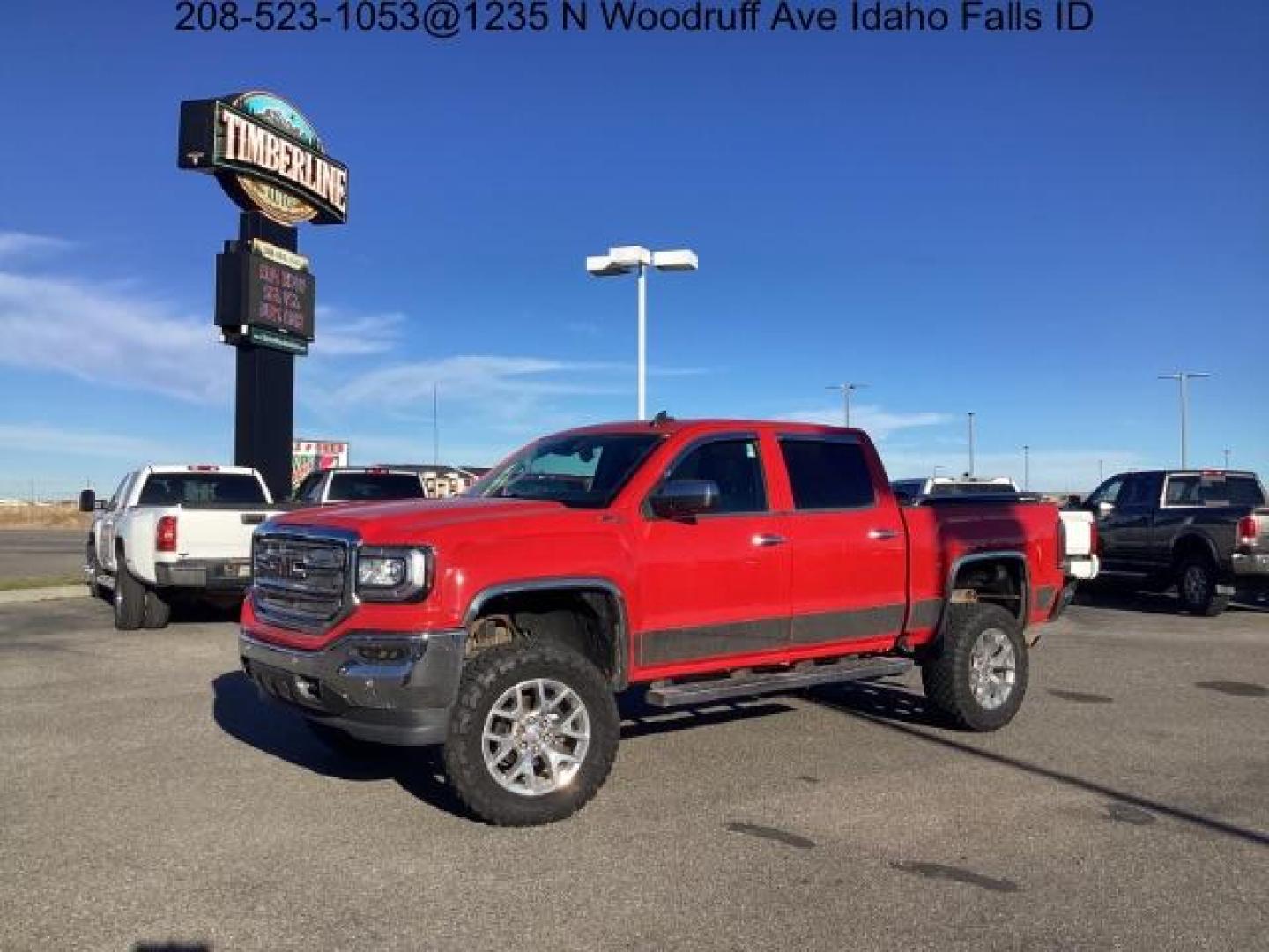 2017 Cardinal Red /Jet Black, leather GMC Sierra 1500 SLT Crew Cab Short Box 4WD (3GTU2NEC1HG) with an 5.3L V8 OHV 16V engine, 6-Speed Automatic transmission, located at 1235 N Woodruff Ave., Idaho Falls, 83401, (208) 523-1053, 43.507172, -112.000488 - Photo#0