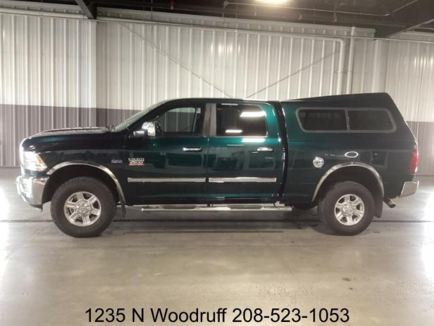 2011 GREEN /Dark Slate Leather Interior RAM 2500 Laramie Crew Cab SWB 4WD (3D7TT2CT8BG) with an 5.7L V8 OHV 16V engine, 5-Speed Automatic transmission, located at 1235 N Woodruff Ave., Idaho Falls, 83401, (208) 523-1053, 43.507172, -112.000488 - Photo#1