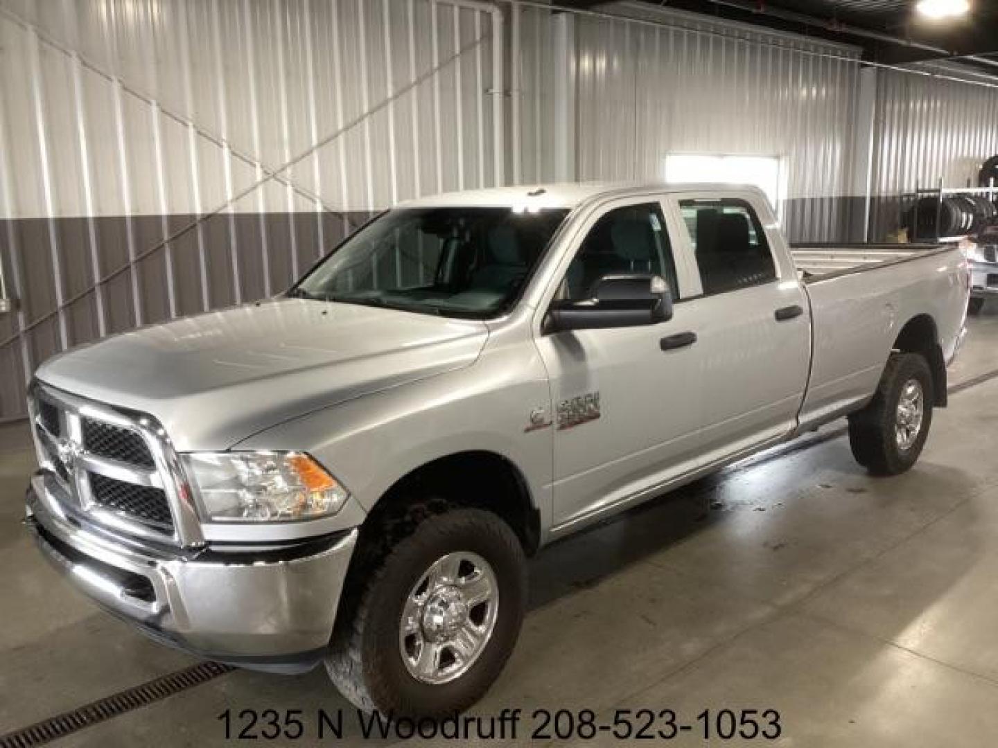 2018 SILVER /Black/Diesel Gray, cloth RAM 2500 Tradesman Crew Cab LWB 4WD (3C6UR5HL3JG) with an 6.7L L6 OHV 24V TURBO DIESEL engine, 6-Speed Automatic transmission, located at 1235 N Woodruff Ave., Idaho Falls, 83401, (208) 523-1053, 43.507172, -112.000488 - Photo#0